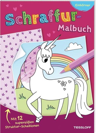 TESSLOFF 378864718 Schraffur-Malbuch. Einhörner