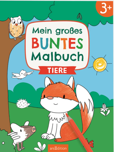 ARSEDITION 135329 Mein großes buntes Malbuch – Tiere