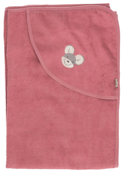 STERNTALER 7122281 GOTS Badetuch mit Kapuze 100 x 100 cm Maus Mabel aus Frottee, Rosa
