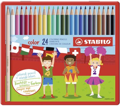 STABILO 1824-77 Buntstift - STABILO color - 24er Metalletui - mit 24 verschiedenen Farben