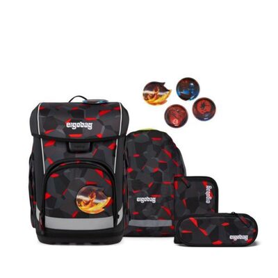 ERGOBAG 01518-90108-10 Schulranzen-Set TaekBärdo cubo light, Rot, Grau