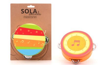 JOHNTOY 22263 Holz-Tamburin, farblich sortiert