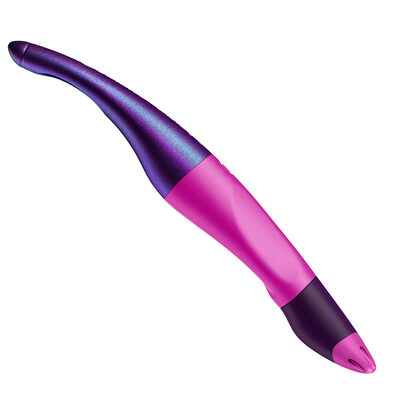 STABILO 6891/29-41 Ergonomischer Tintenroller für Linkshänder - STABILO EASYoriginal Holograph Edition in magenta - Einzelstift - Schreibfarbe blau (löschbar) - inklusive Patrone