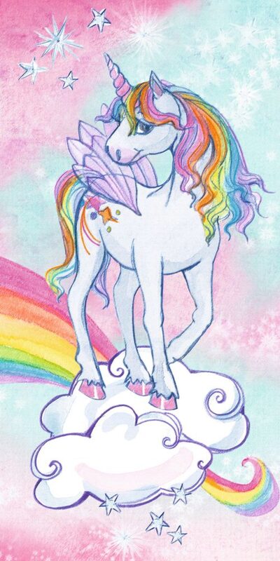 DIE SPIEGELBURG 18418 Zauberhandtuch - Einhorn-Paradies Regenbogen-Einhorn