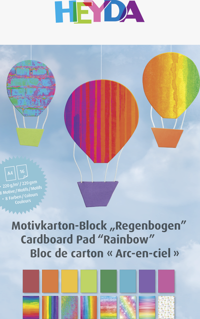 BRUNNEN 204712107 HEYDA KartonBlock Regenbogen 16 Blatt, A4