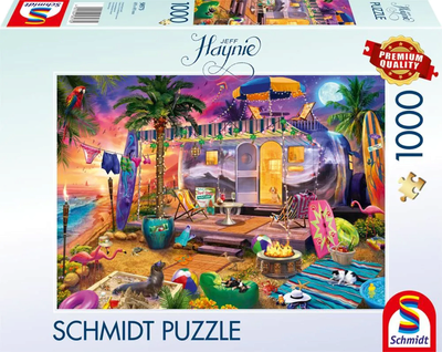 SCHMIDT SPIELE 58573 Puzzle 1000 Teile Mit dem Wohnwagen am Meer