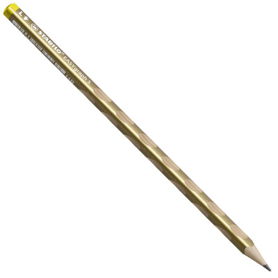 STABILO 325/20-HB-6 Schmaler Dreikant-Bleistift für Linkshänder - STABILO EASYgraph S Metallic Edition in Gold - Einzelstift - Härtegrad HB