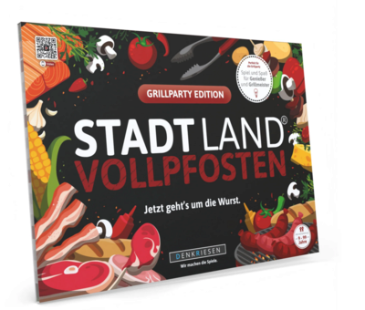 DENKRIESEN SL2018 Stadt Land Vollpfosten® Grillparty Edition – 'Jetzt geht's um die Wurst.' | A4 Spielblock
