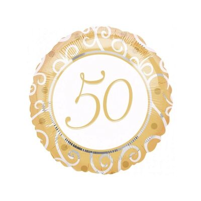 AMSCAN 11058 01 Luftballon Geburtstag 50 Gold Folie 45cm