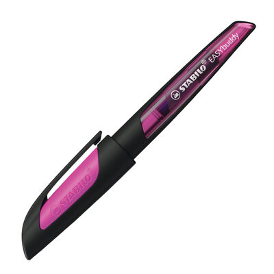 STABILO 5031/7-41 Schulfüller mit Standard-Feder M - STABILO EASYbuddy in schwarz/magenta - Schreibfarbe blau (löschbar) - Einzelstift - inklusive Patrone