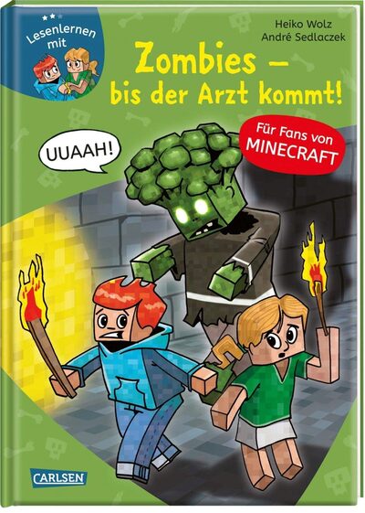 CARLSEN 9783551068446 Lesenlernen mit Spaß – Minecraft 1: Zombies – bis der Arzt kommt!