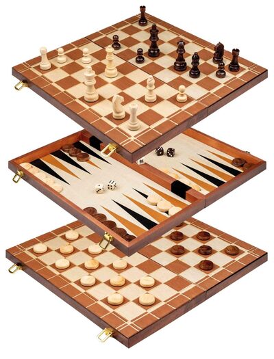PHILOS 2510 Schach Backgammon Dame Set, Feld 45 mm