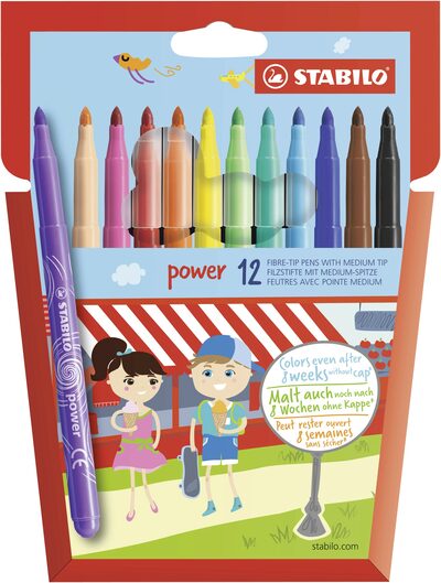 STABILO 280/12-01 Filzstift - STABILO power - 12er Pack - mit 12 verschiedenen Farben