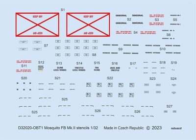 EDUARD ACCESSORIES 7307320 1:32 Mosquito FB Mk.II stencils for TAMIYA