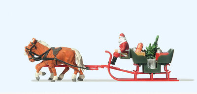 PREISER 30448 H0 Schlitten, Weihnachtsmann