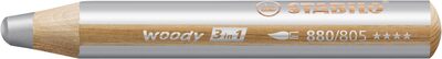 STABILO 880/805 Buntstift, Wasserfarbe & Wachsmalkreide - STABILO woody 3 in 1 - Einzelstift - silber