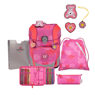 DERDIEDAS D8510182 Schulranzen-Set 5-teilig Roses ErgoFlex Tiny
