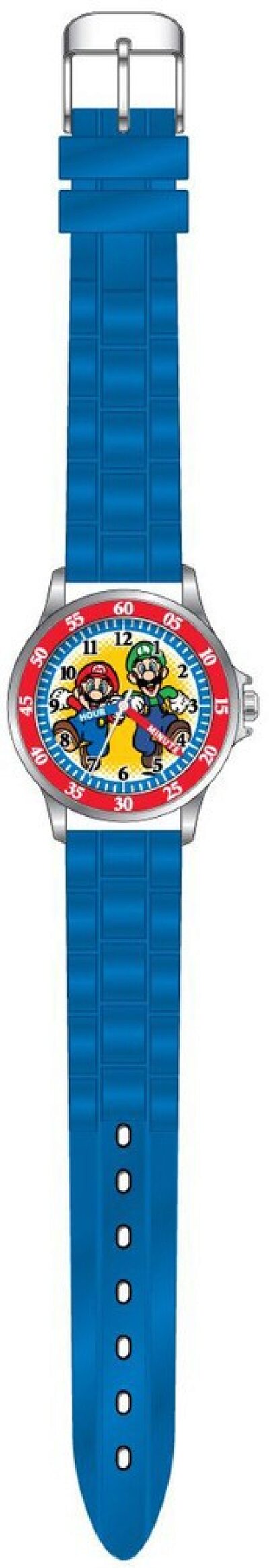 BRANDUNIT GSM9005 GSM9005 Accutime Kinderuhr Super Mario (blau), Analoge Armbanduhr mit beschrifteten Zeigern zum Lernen der Uhr