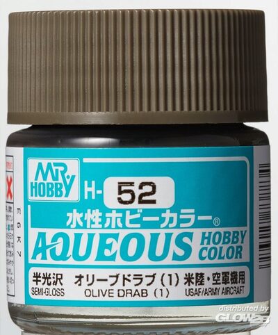 MR HOBBY - GUNZE H-052 Mr Hobby -Gunze Aqueous Hobby Colors (10 ml) Olive Drab (1) [30