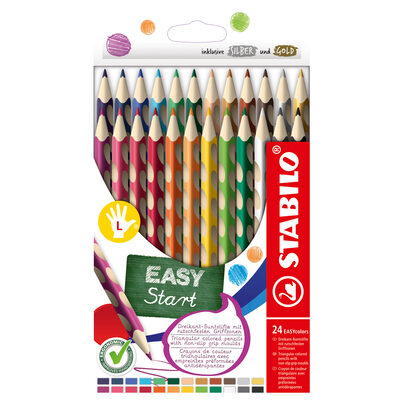 STABILO 331/24 Ergonomischer Buntstift für Linkshänder - STABILO EASYcolors - 24er Pack