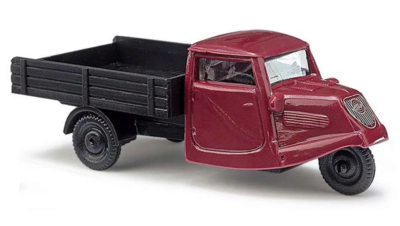 BUSCH 89103 1:87 Tempo Dreirad Hanseat bordeaux mit schwarzer Pritsche, 1935