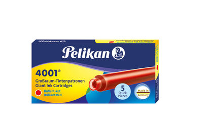 PELIKAN 310623 Pelikan Großraum-Tintenpatronen 4001®, Brillant-Rot, 5 Stück