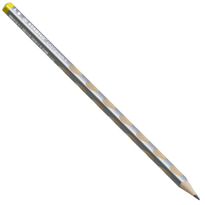 STABILO 325/09-HB-6 Schmaler Dreikant-Bleistift für Linkshänder - STABILO EASYgraph S Metallic Edition in Silber - Einzelstift - Härtegrad HB