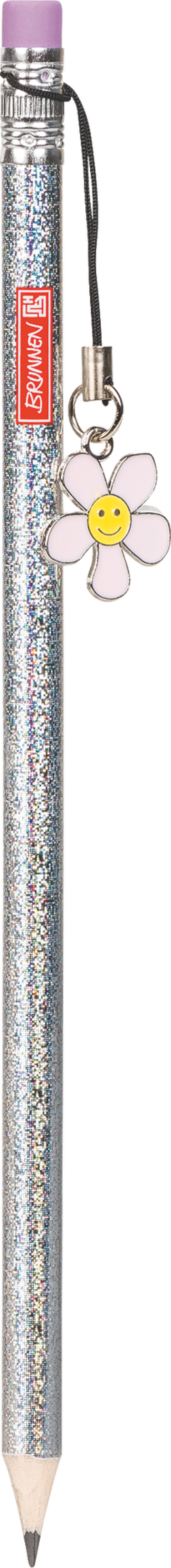 BRUNNEN 1029056422 Bleistift Happy Hippie, HB, rund, silber irisierend