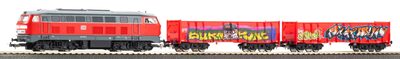 PIKO 57032 H0 Start-Set kids Güterzug BR 218 mit zwei offenen Güterwagen Eaos, DB AG