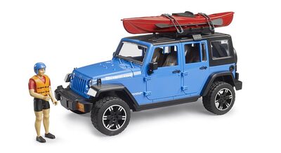 BRUDER 02529 Jeep Wrangler Rubicon Unlimited mit Kajak und Figur
