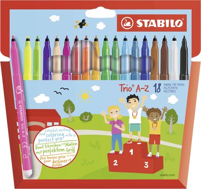 STABILO 378/1-18-01 Filzstift - STABILO Trio A-Z - 18er Pack - mit 18 verschiedenen Farben