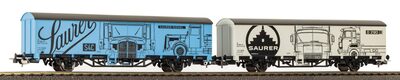 PIKO 27747 H0 2er Set Gedeckter Güterwagen Starke Marken Saurer, SBB, Ep. V