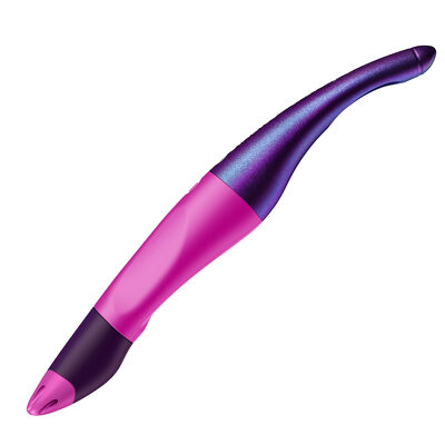 STABILO 6892/29-41 Ergonomischer Tintenroller für Rechtshänder - STABILO EASYoriginal Holograph Edition in magenta - Einzelstift - Schreibfarbe blau (löschbar) - inklusive Patrone