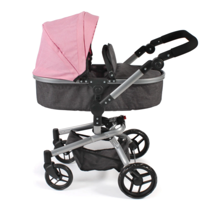 CHIC 2000 593 86 Kombi-Puppenwagen YOLO melange dunkelgrau-rosa