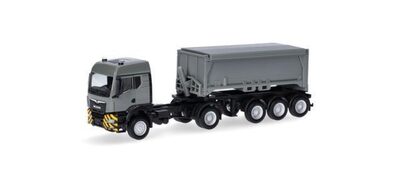 HERPA 318341 1:87 MAN TGS TM (Bau und Allrad) Abraumcontainer-Sattelzug, grau/gelb
