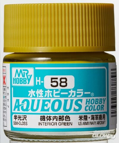 MR HOBBY - GUNZE H-058 Mr Hobby -Gunze Aqueous Hobby Colors (10 ml) Interior Green [30