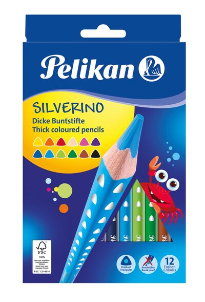 PELIKAN 700627 Pelikan Buntstifte SILVERINO, dreieckig, dick, 12 Farben