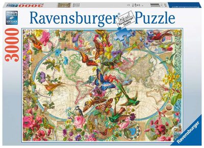 RAVENSBURGER 17117 Puzzle Weltkarte mit Schmetterlingen 3000 Teile Puzzle