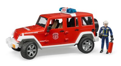 BRUDER 02528 Jeep Wrangler Unlimited Rubicon Feuerwehr- Einsatzfahrzeug mit Figur