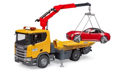 BRUDER 03552 Scania Super 560R Abschlepp-LKW mit Light & Sound Modul und BRUDER Roadster