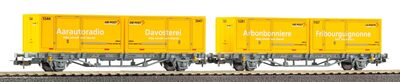 PIKO 27748 H0 2er Set Containertragwagen 2 x 20' WP Post-Container, CH-AAE, Ep. VI