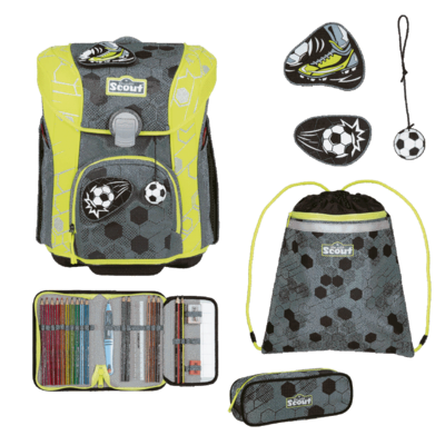 SCOUT S766400152200 Schulranzen-Set 4-teilig Soccer Star Micro Superflash Extreme