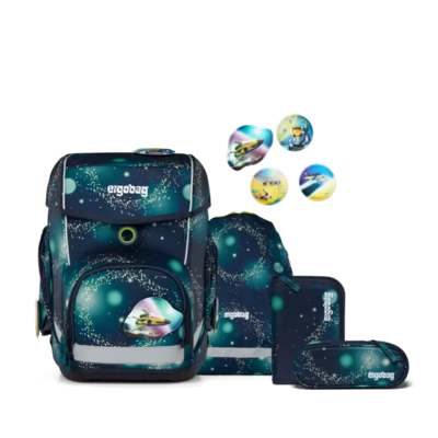 ERGOBAG 01212-90283-10 Cubo 5-teiliges Schulrucksack-Set RaumfahrBär, dunkelblau
