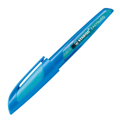 STABILO 5033/2-41 Schulfüller mit Linkshänder-Feder L - STABILO EASYbuddy in dunkelblau/hellblau - Schreibfarbe blau (löschbar) - Einzelstift - inklusive Patrone