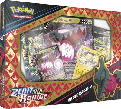 POKEMON 45460 PKM Pokémon SWSH12.5 Schwert & Schild Zeit der Könige V Box Regieleki-V oder Regidrago-V, sortiert