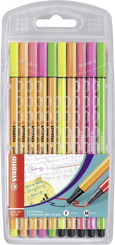 STABILO 2545286 Fineliner & Filzstifte - STABILO point 88 + Pen 68 - 10er Pack - Neonfarben