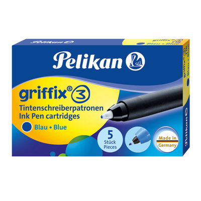 PELIKAN 960567 Pelikan griffix® Tintenpatronen für Tintenschreiber, Blau, 5 Stück