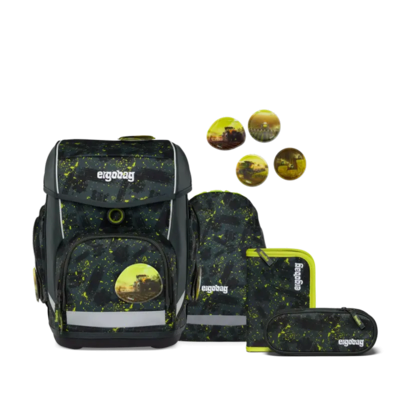 ERGOBAG 01212-90153-10 Cubo 5-teiliges Schulrucksack-Set MähdreschBär, grau