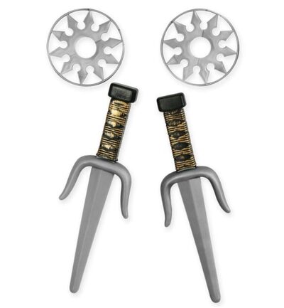 FRIES 57995 Ninja-Set, 4-teilig (2 Messer, 2 Wurfsterne), Messer 24 cm
