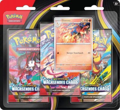 POKEMON 14018 PKM Pokémon Drei-Boosterpack-Blister Mega-Entwicklung - Wachsendes Chaos